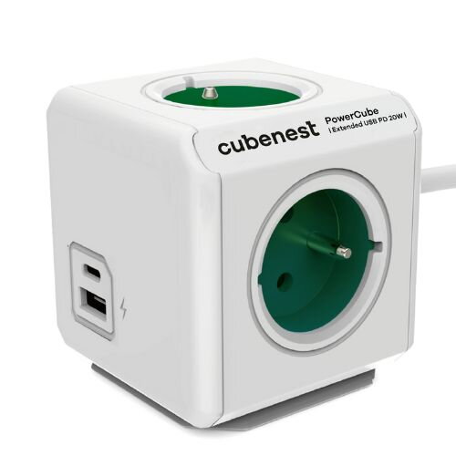 Cubenest PowerCube Extended USB A+C PD 20 W 1,5 m zielona